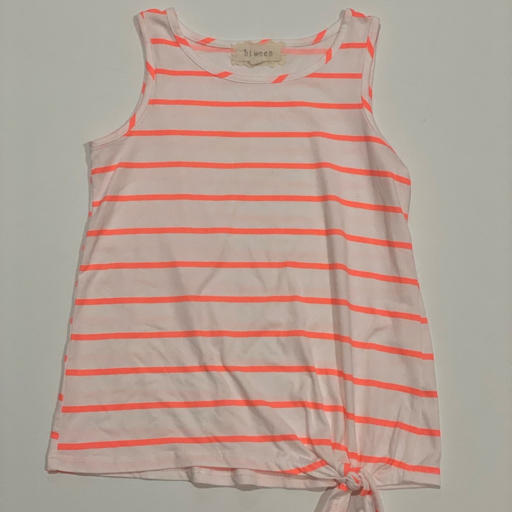 Striped pink knotted tank- Btween- girls medium